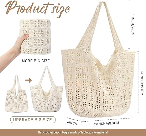 Borse all'uncinetto da donna - Borsa da spiaggia estiva, borsa lavorata a maglia in stile hippie