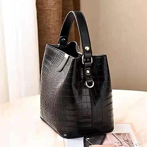 Borsa a secchiello da donna stile retrò con stampa coccodrillo, borsa a tracolla di design, borsetta da donna in PU, portafoglio a tracolla