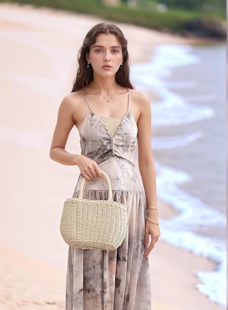 Borse a tracolla in paglia da donna, borsa a tracolla intrecciata, borsetta da spiaggia, borsa a spalla in rattan per le vacanze.