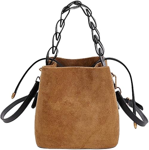 Mini borsa a secchiello in pelle scamosciata da donna, borsa con stampa leopardata, borsa a tracolla in finta pelle scamosciata, borsa a spalla morbida, borsa a tracolla intrecciata