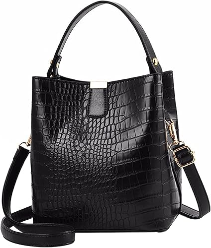Borsa a secchiello da donna stile retrò con stampa coccodrillo, borsa a tracolla di design, borsetta da donna in PU, portafoglio a tracolla