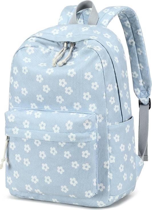 Zaino scolastico per adolescenti, grande, in velluto a coste, leggero, con capacità di 15,6 pollici, ideale per laptop, per ragazze e donne, perfetto per la scuola superiore e l'università.