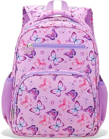Zaino per bambine - Zaino per bambine dai 3 agli 8 anni con farfalle, 38 cm, zaino scolastico per l'asilo e la scuola elementare.