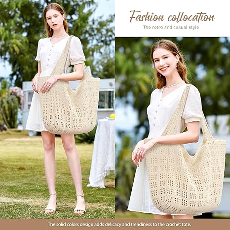 Borse all'uncinetto da donna - Borsa da spiaggia estiva, borsa lavorata a maglia in stile hippie