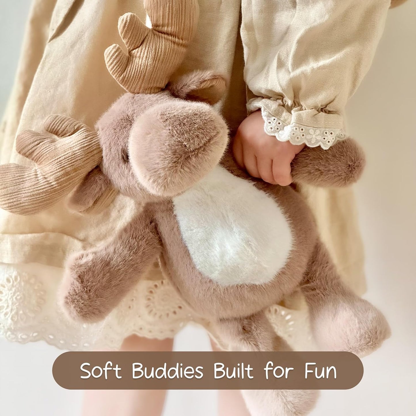 Zainetto a forma di coniglietto per bambine – Borsa morbida in peluche con giocattolo staccabile per bambine dai 2 ai 4 anni | Perfetto per l'asilo nido, i viaggi e come regalo di compleanno
