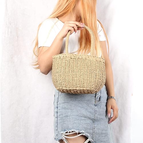 Borse a tracolla in paglia da donna, borsa a tracolla intrecciata, borsetta da spiaggia, borsa a spalla in rattan per le vacanze.
